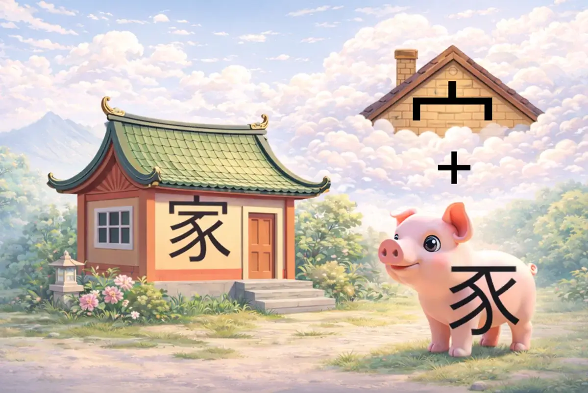 Почему иероглиф 家 означает дом: крыша и свинья