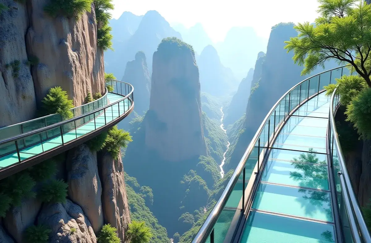 Стеклянные тропы в Китае: самые необычные мосты и дороги над пропастью
